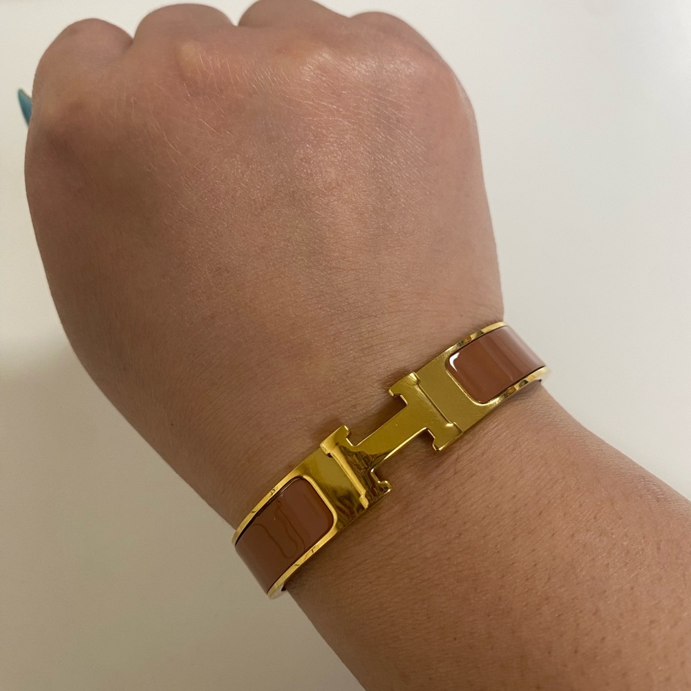 Clic H Gold and Brown Bracelet